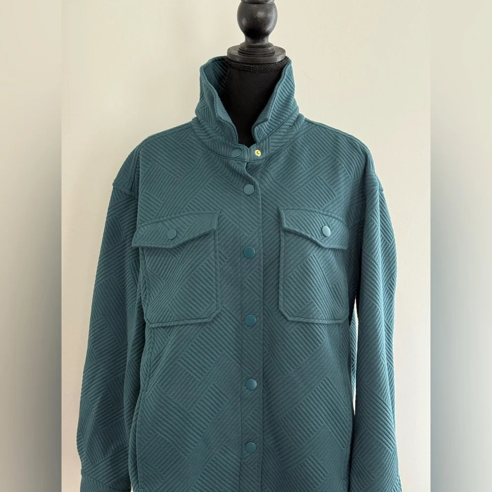 Christopher&Banks M Teal Snap Down Quilted Jacket w Pockets 852